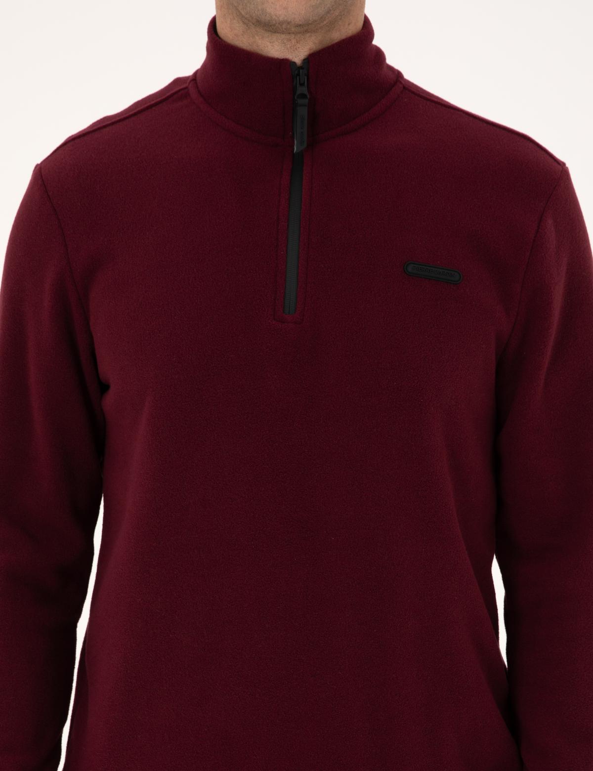 Bordo Regular Fit Yarım Fermuarlı Polar Sweatshirt - 50314056116