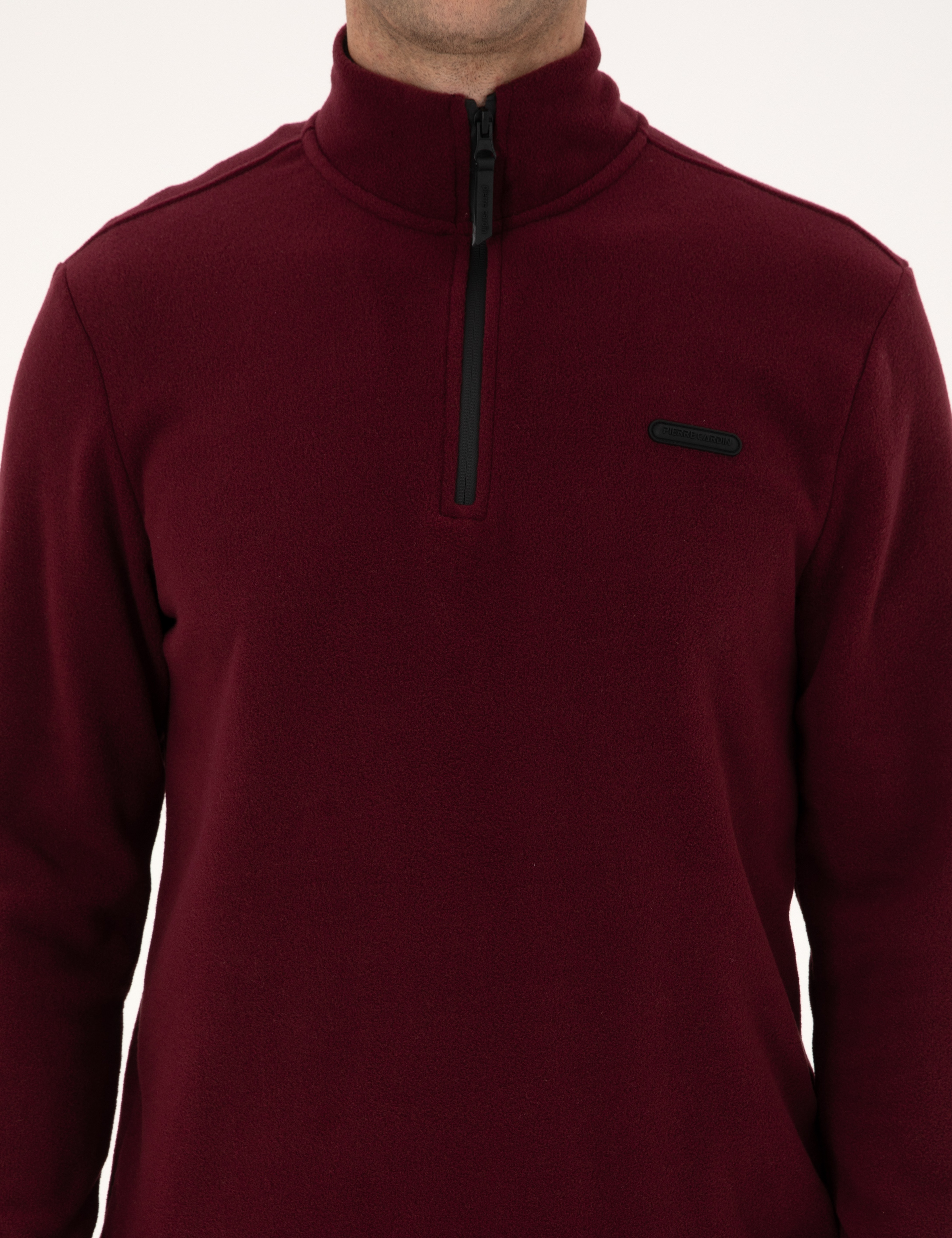 Bordo Regular Fit Yarım Fermuarlı Polar Sweatshirt - Image 6
