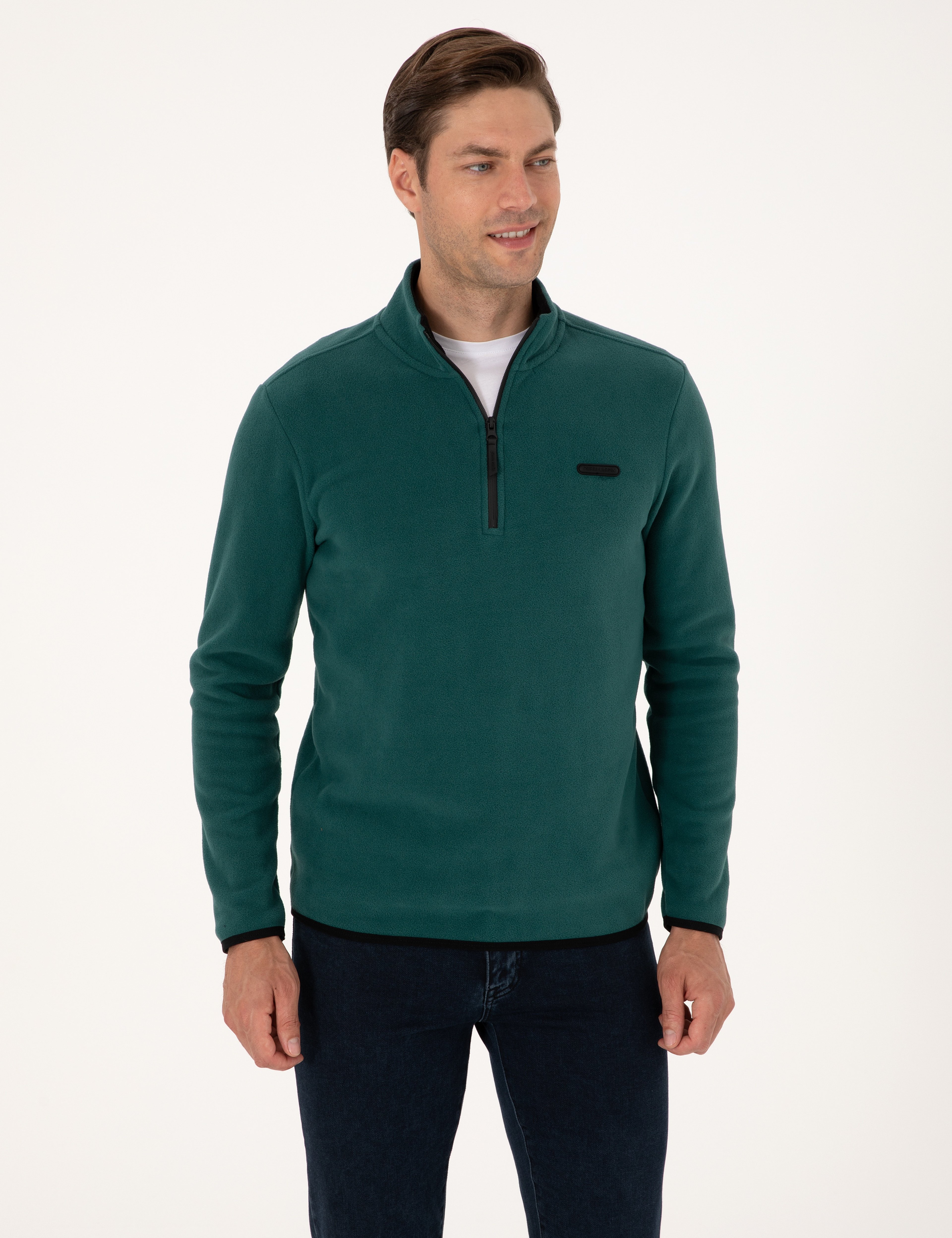 Zümrüt Regular Fit Yarım Fermuarlı Polar Sweatshirt - Image 3