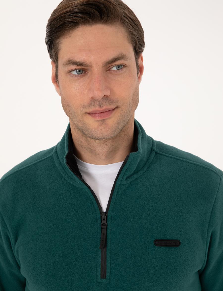 Zümrüt Regular Fit Yarım Fermuarlı Polar Sweatshirt