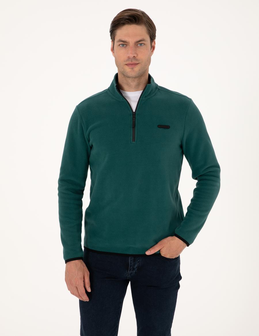 Zümrüt Regular Fit Yarım Fermuarlı Polar Sweatshirt