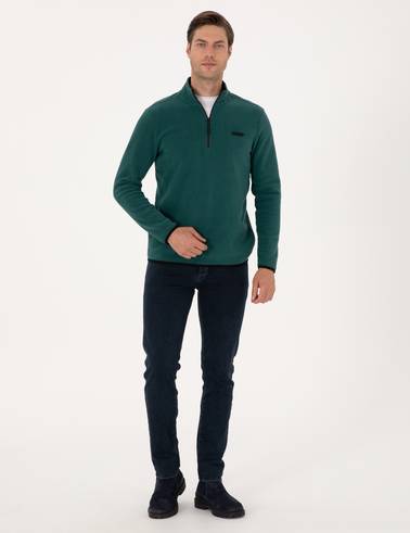 Zümrüt Regular Fit Yarım Fermuarlı Polar Sweatshirt
