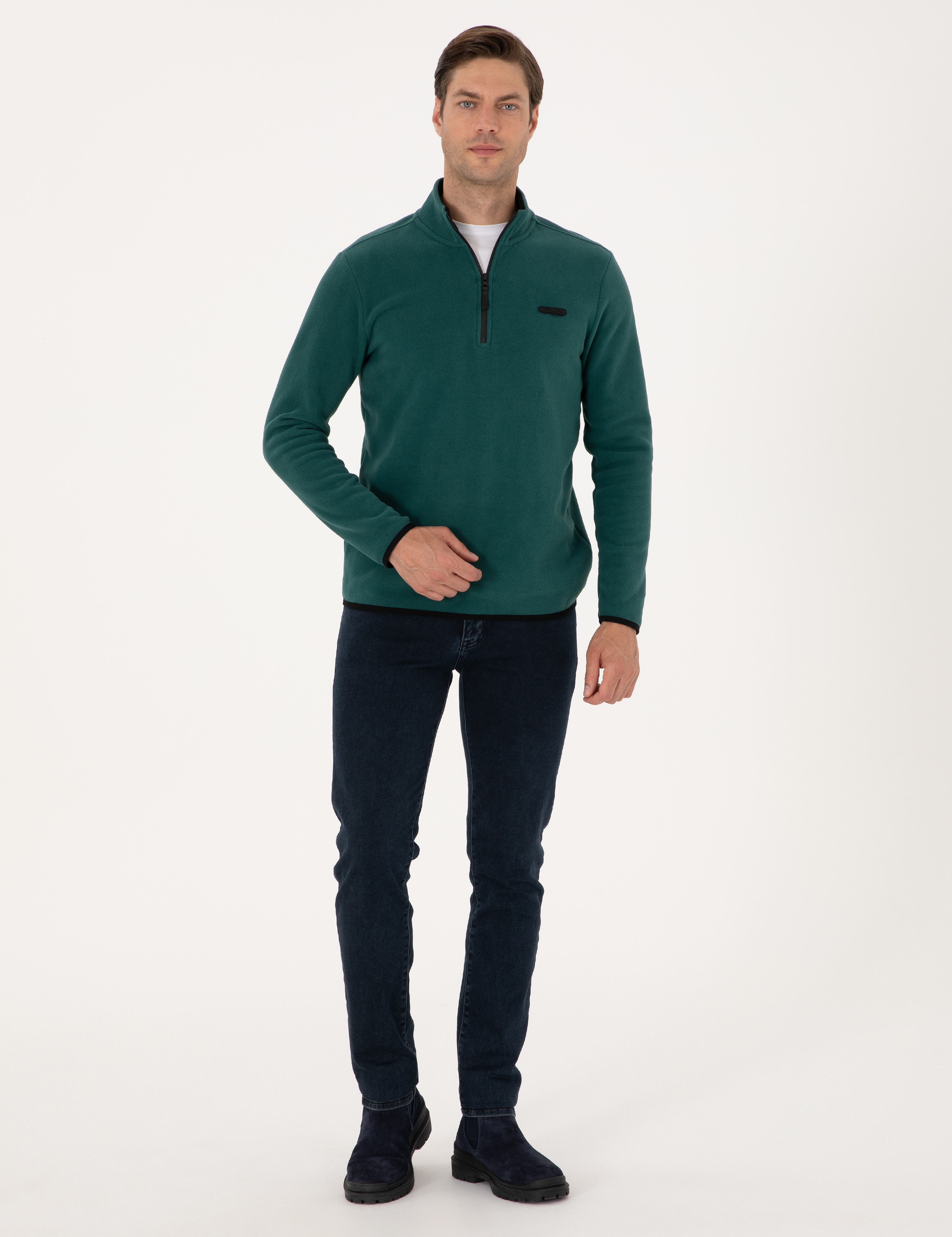 Zümrüt Regular Fit Yarım Fermuarlı Polar Sweatshirt