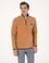 Açık Kahverengi Regular Fit Yarım Fermuarlı Polar Sweatshirt
