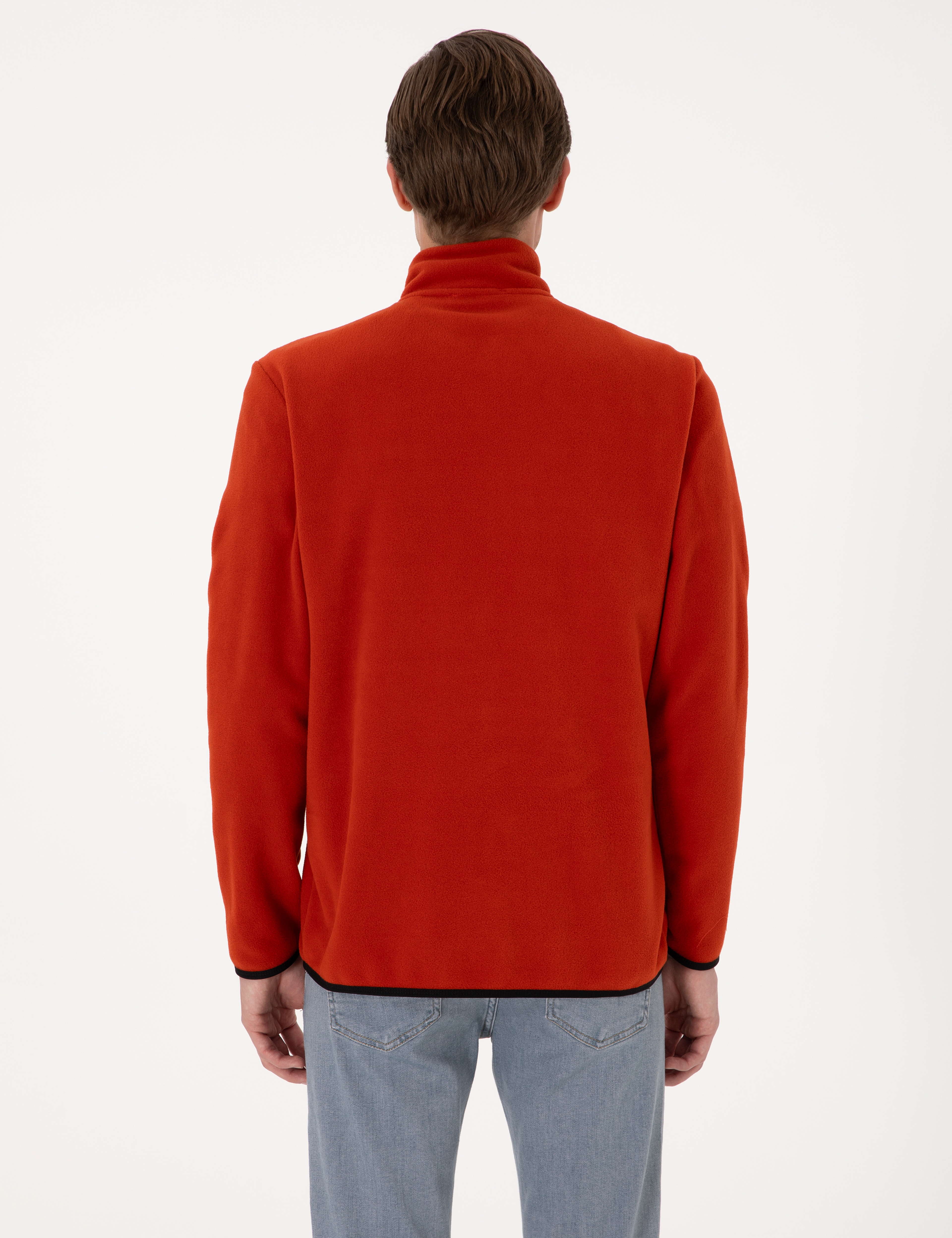 Kiremit Regular Fit Yarım Fermuarlı Polar Sweatshirt - Image 5