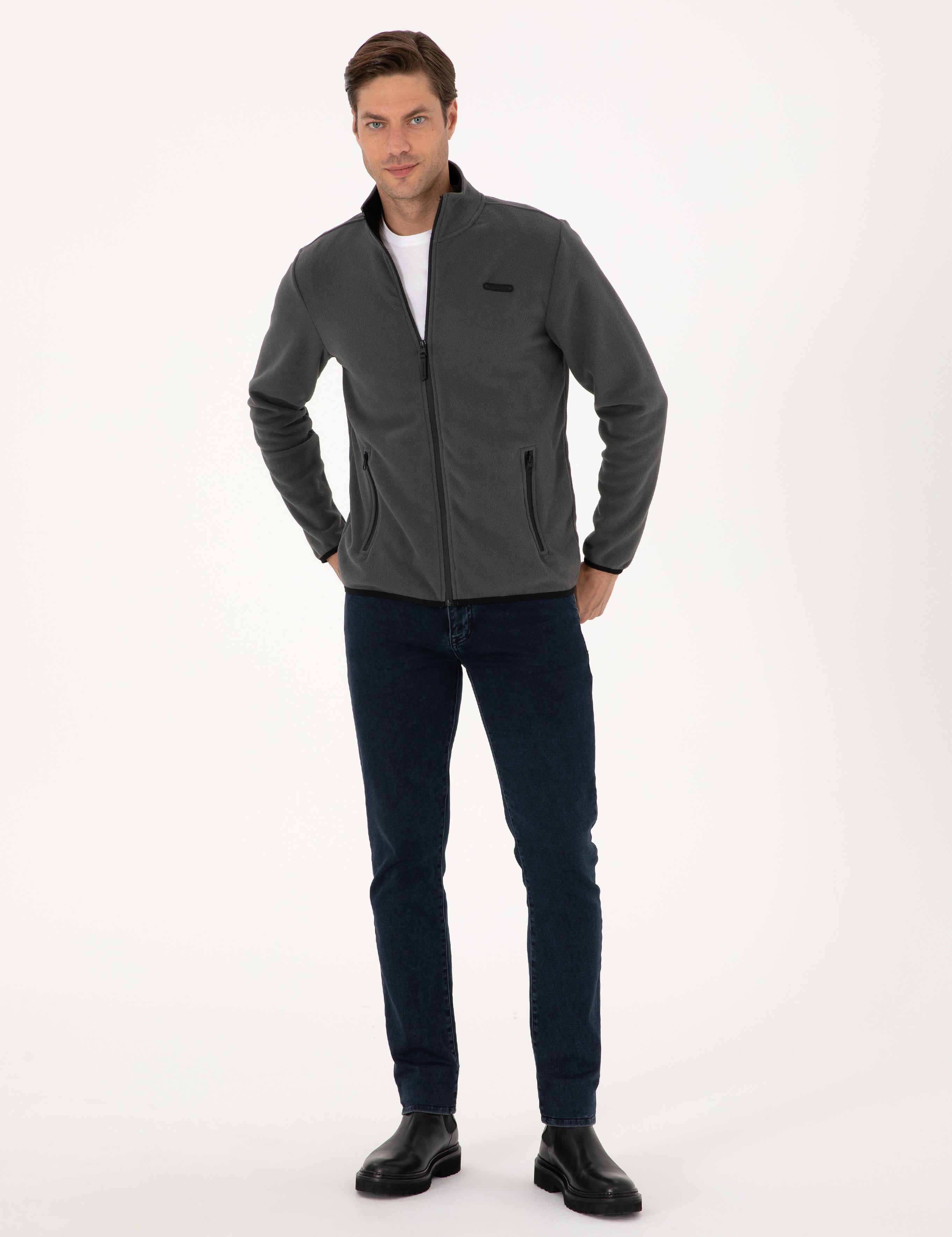 Antrasit Regular Fit Polar Hırka