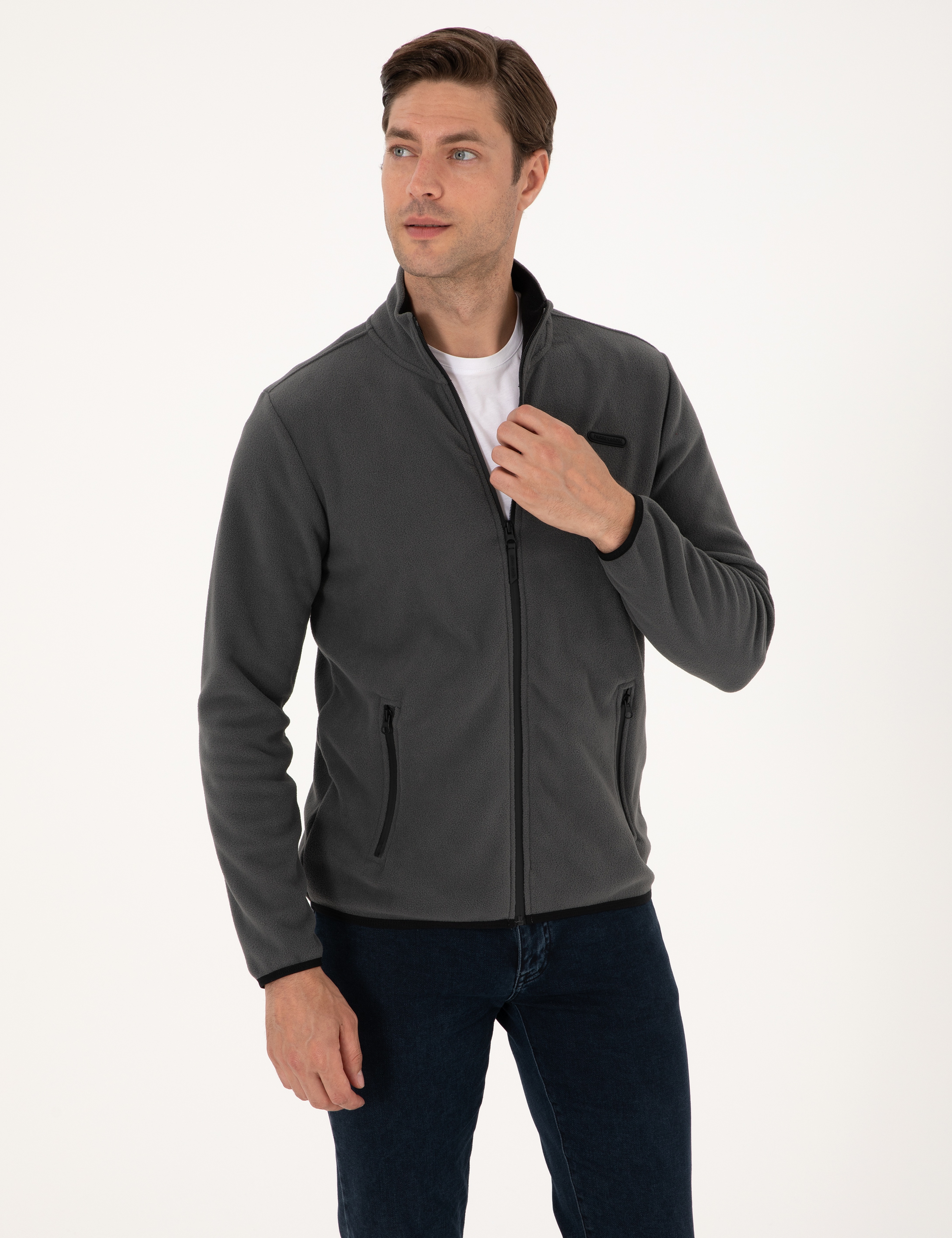 Antrasit Regular Fit Polar Hırka - Image 3