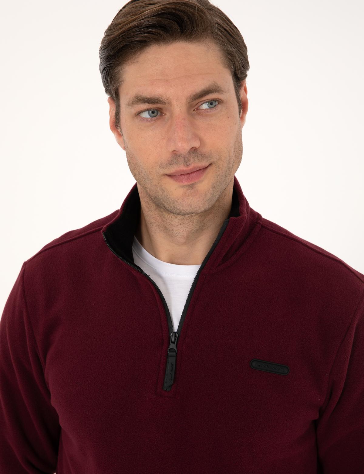 Bordo Regular Fit Yarım Fermuarlı Polar Sweatshirt - 50314056116