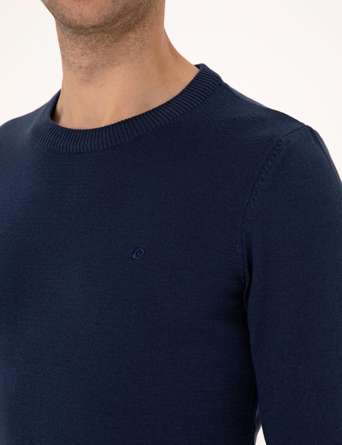 Açık Lacivert Slim Fit Bisiklet Yaka Basic Triko Kazak - 50314192183