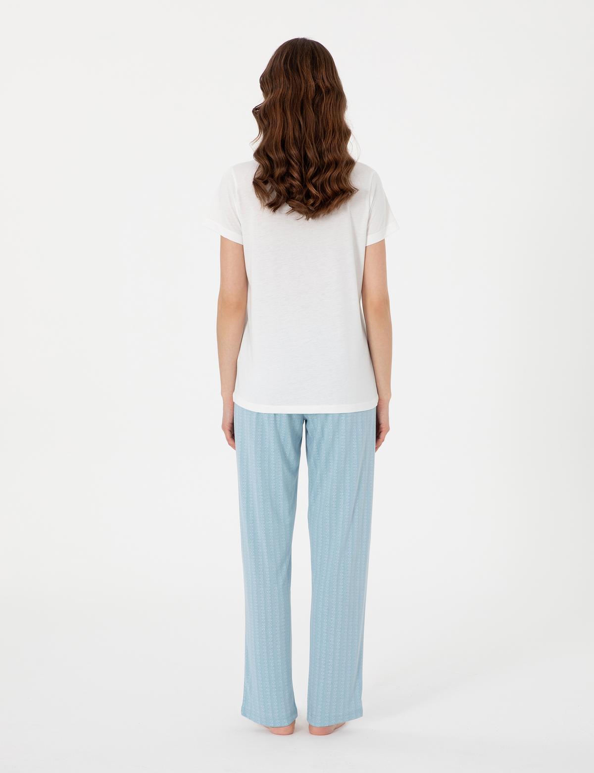 Beyaz Kısakollu Pijama Takımı - 50318997005