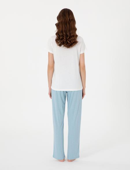 Beyaz Kısakollu Pijama Takımı - 50318997005