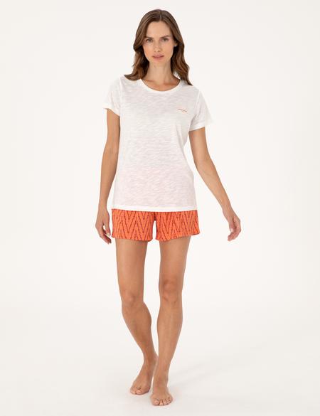 Beyaz Kısakollu Şort Pijama Takımı - 50319057004