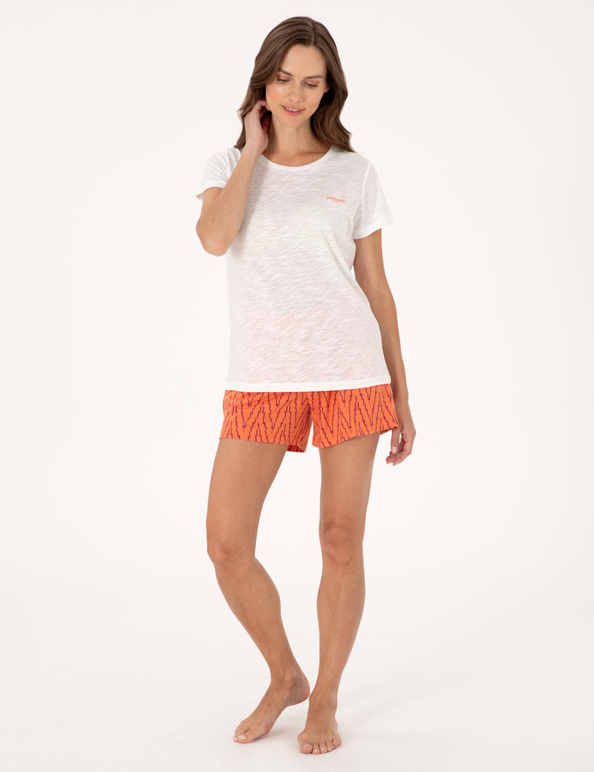 Beyaz Kısakollu Şort Pijama Takımı - 50319057004