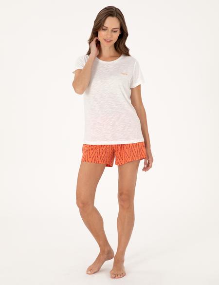 Beyaz Kısakollu Şort Pijama Takımı - 50319057004