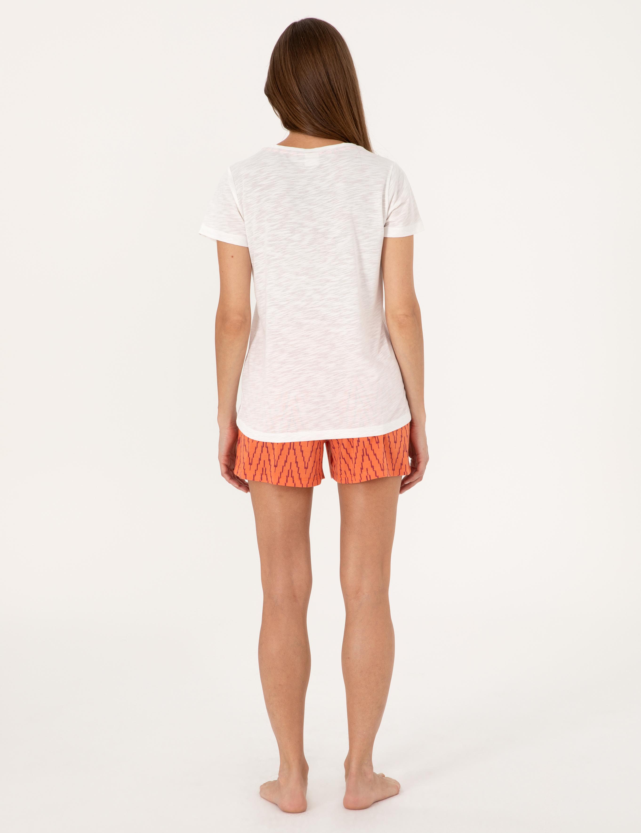 Beyaz Kısakollu Şort Pijama Takımı