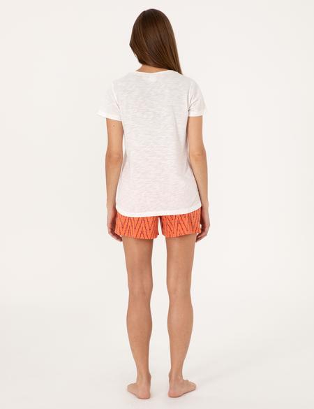 Beyaz Kısakollu Şort Pijama Takımı - 50319057004