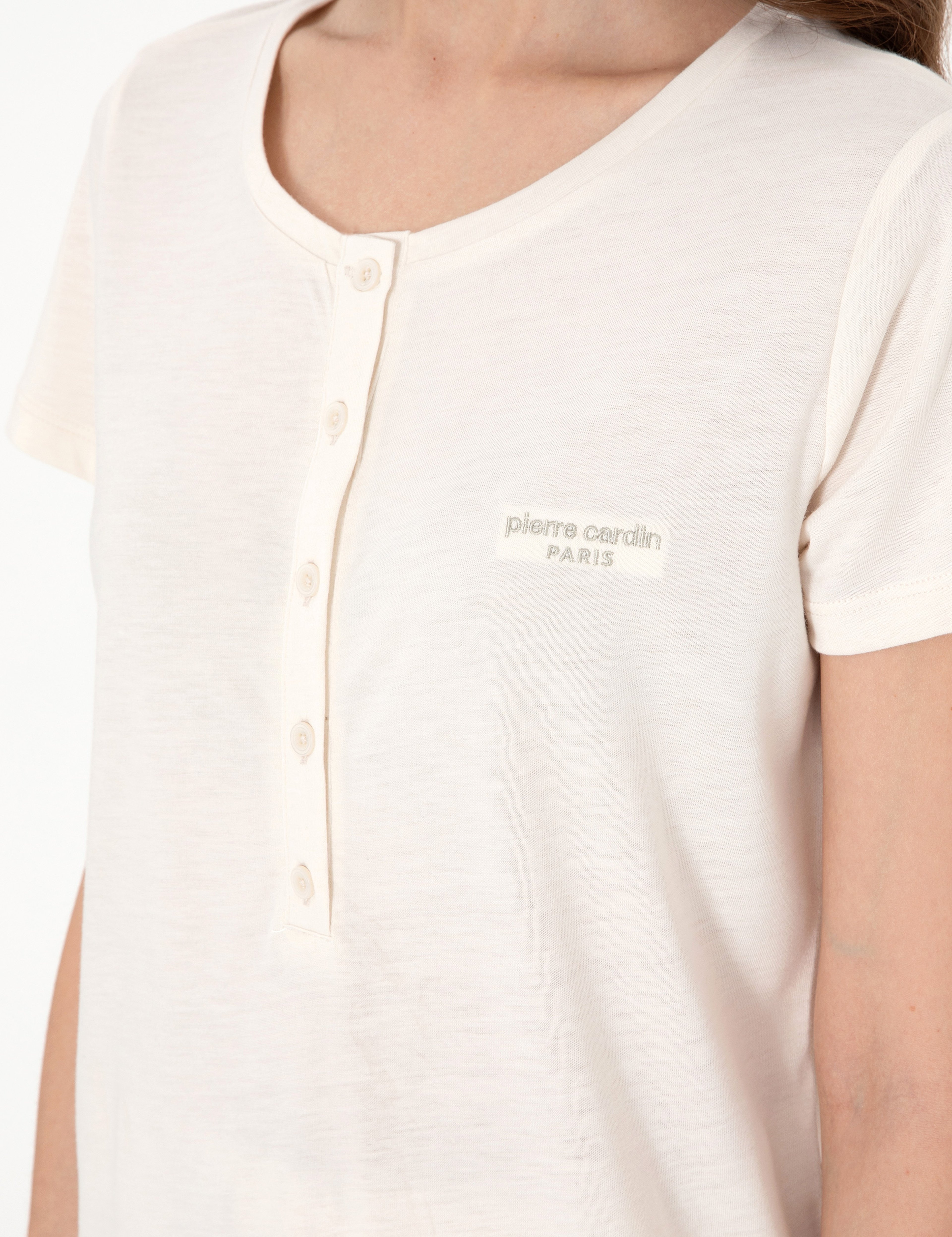 Krem Kısakollu Lohusa Pijama Takımı - Image 7