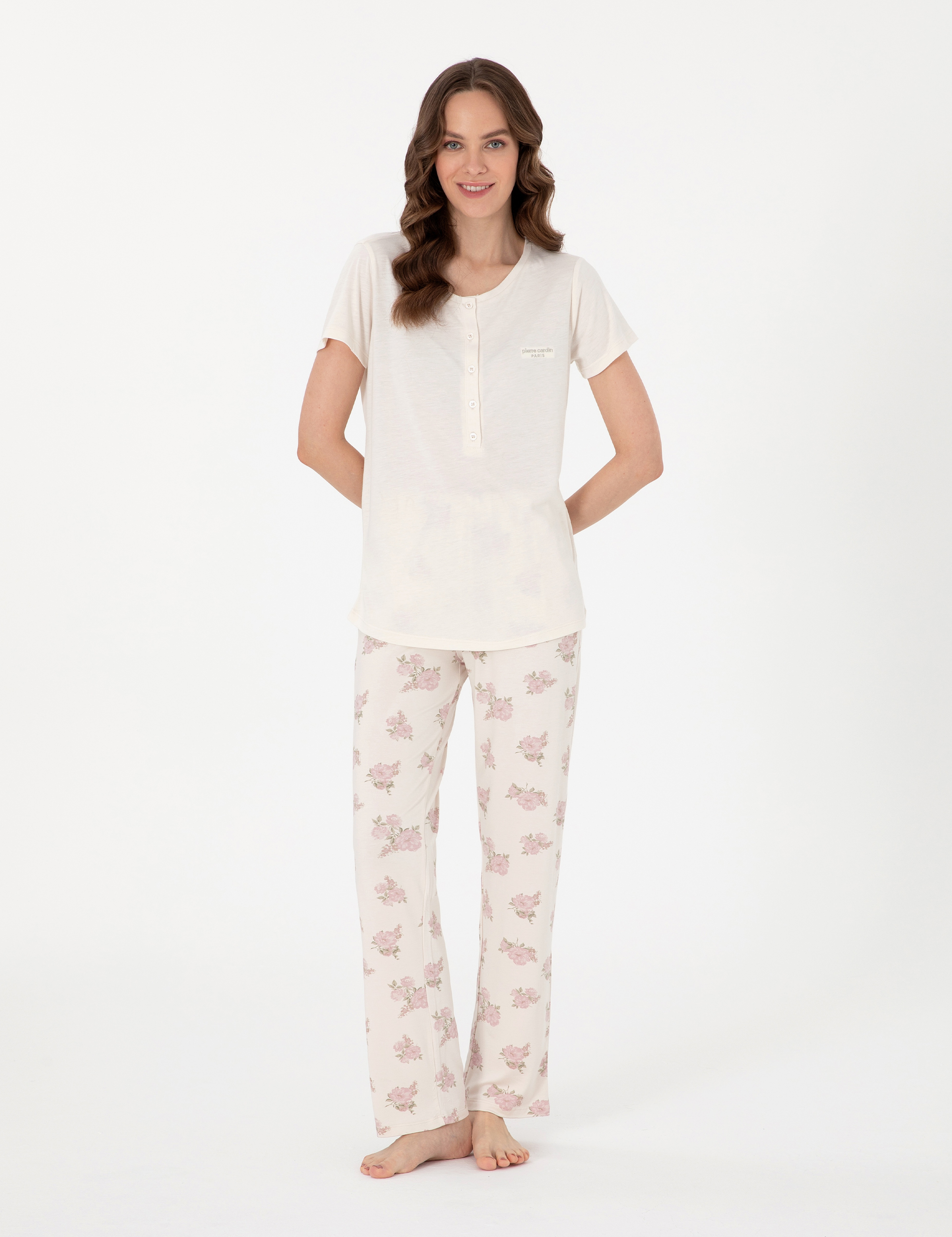 Krem Kısakollu Lohusa Pijama Takımı - Image 4