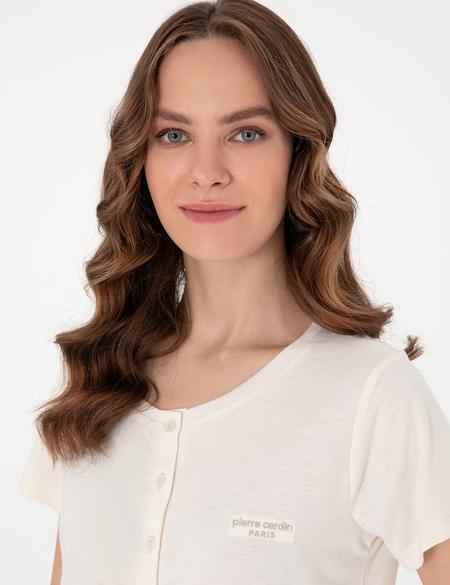 Krem Kısakollu Lohusa Pijama Takımı - 50319052001