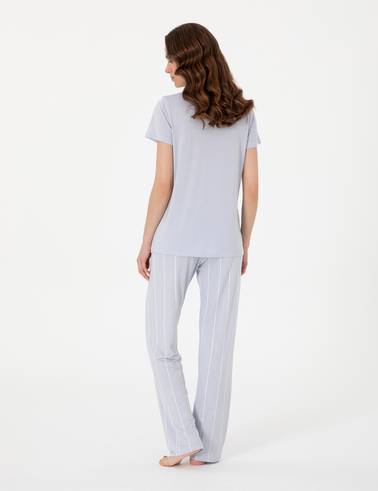 Mavi Kısakollu Pijama Takımı