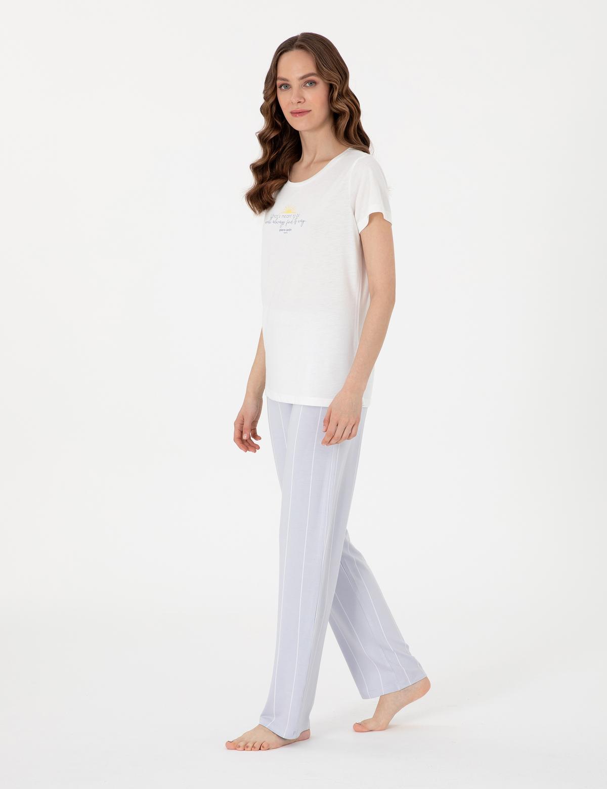 Beyaz Kısakollu Pijama Takımı
