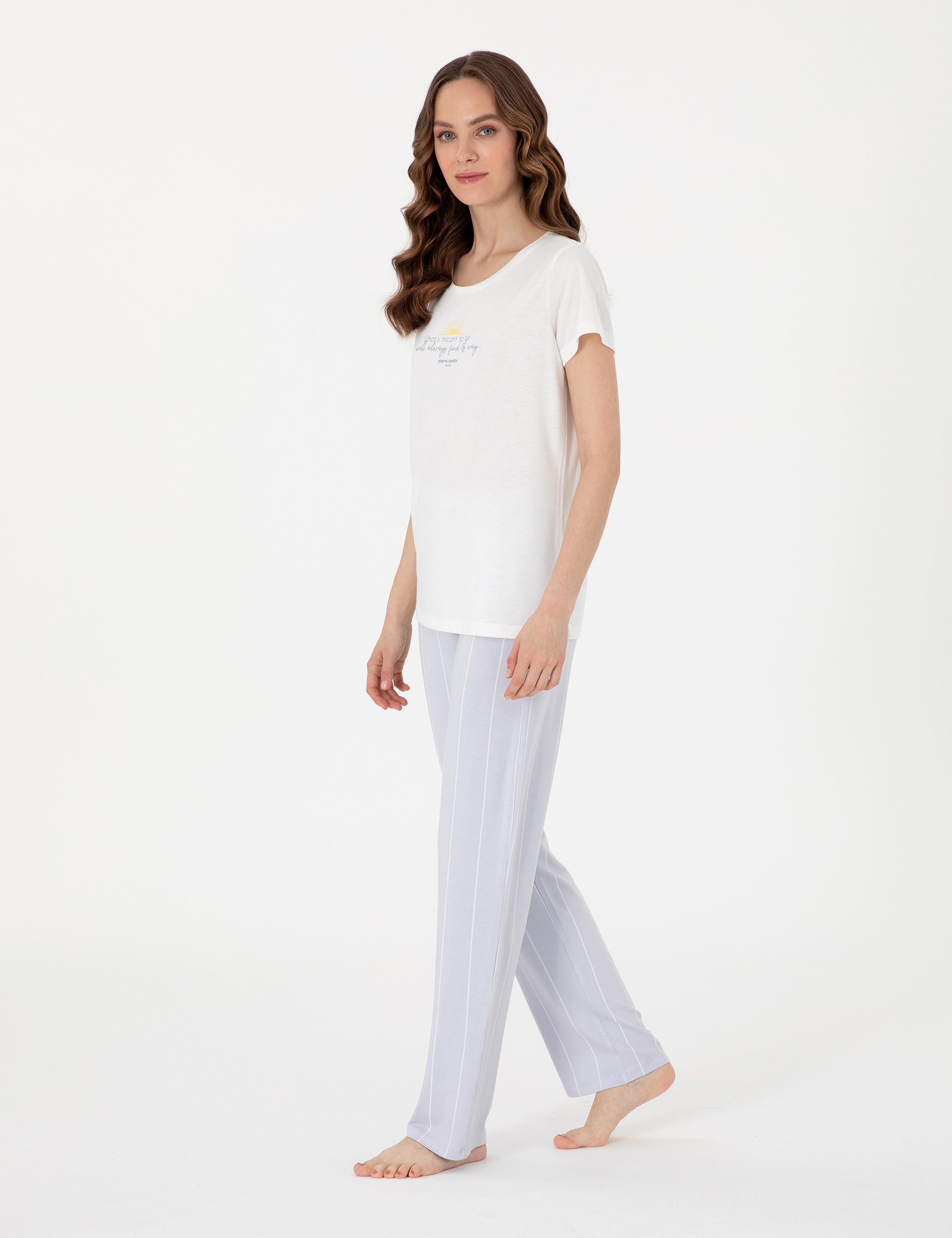 Beyaz Kısakollu Pijama Takımı