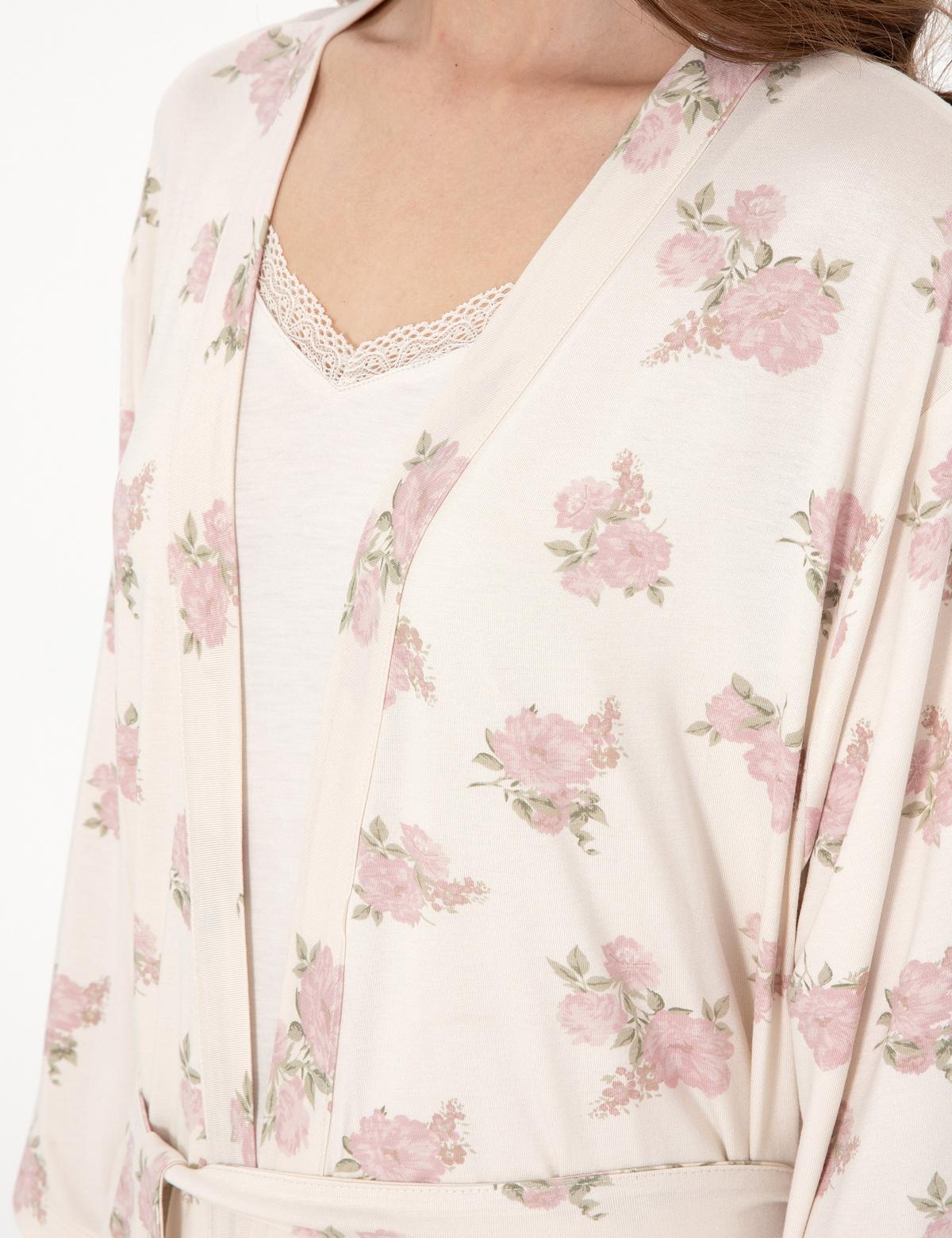 Krem 3'lü Pijama Takımı - 50318989002