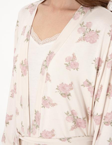 Krem 3'lü Pijama Takımı - 50318989002