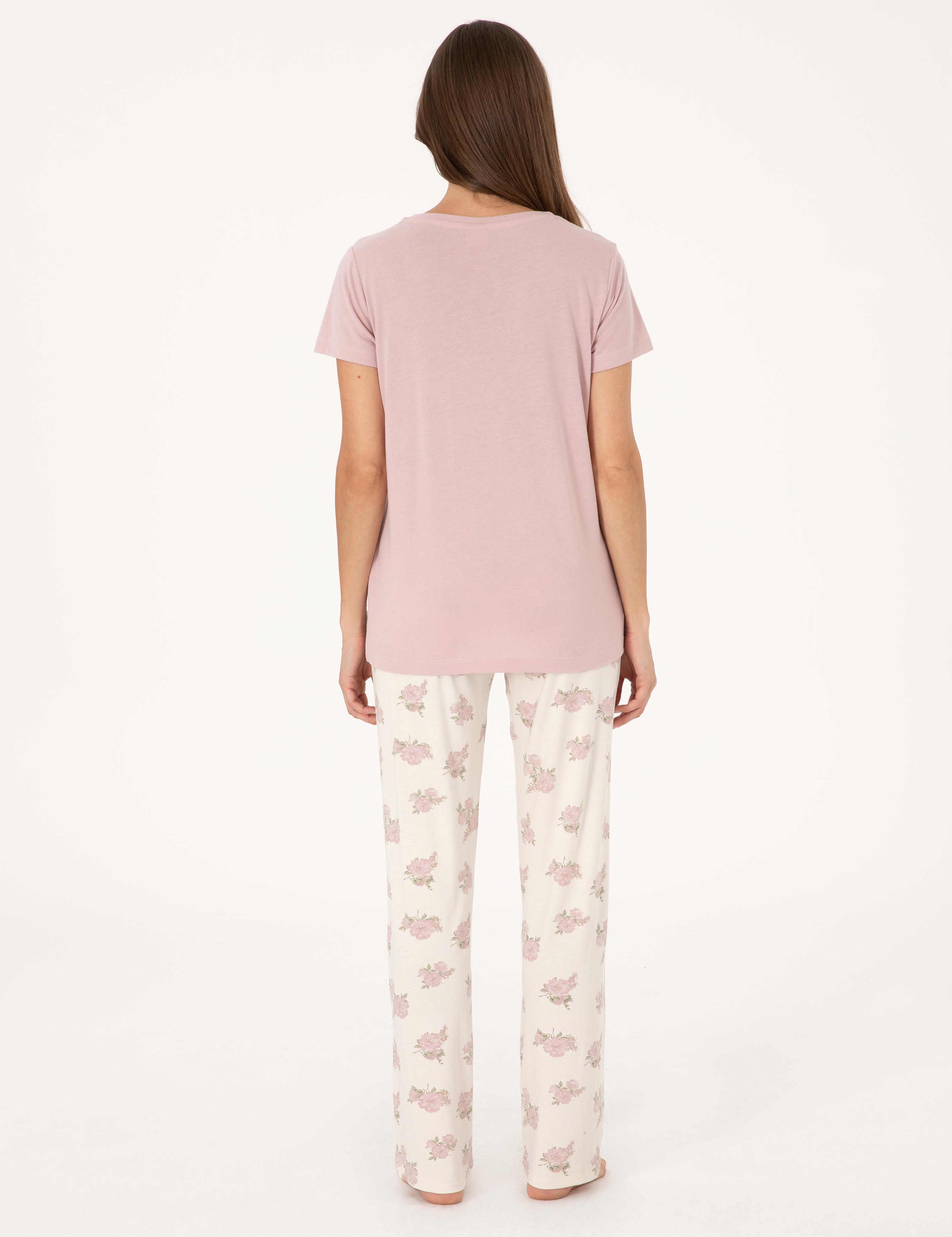 Pudra Kısakollu Pijama Takımı