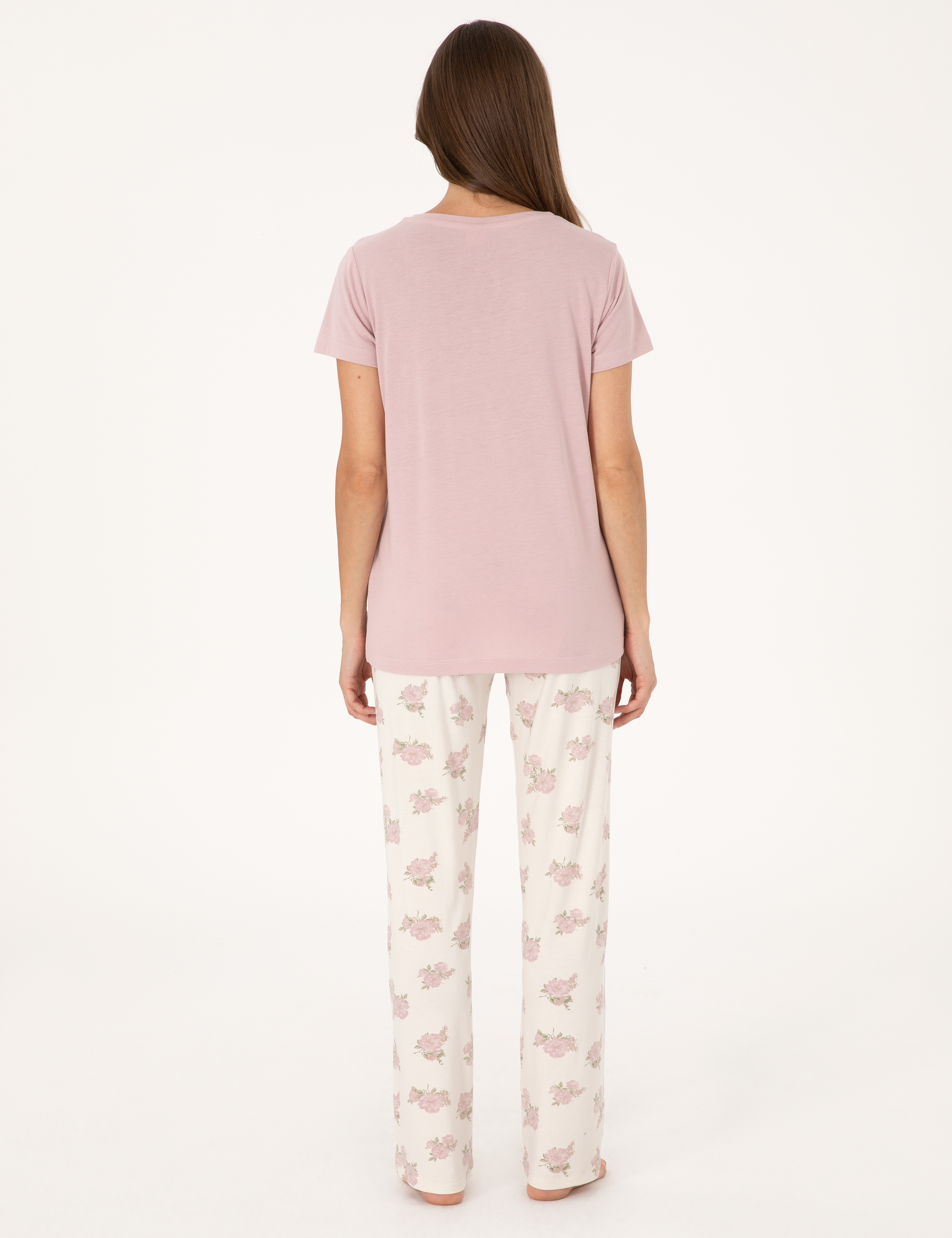 Pudra Kısakollu Pijama Takımı