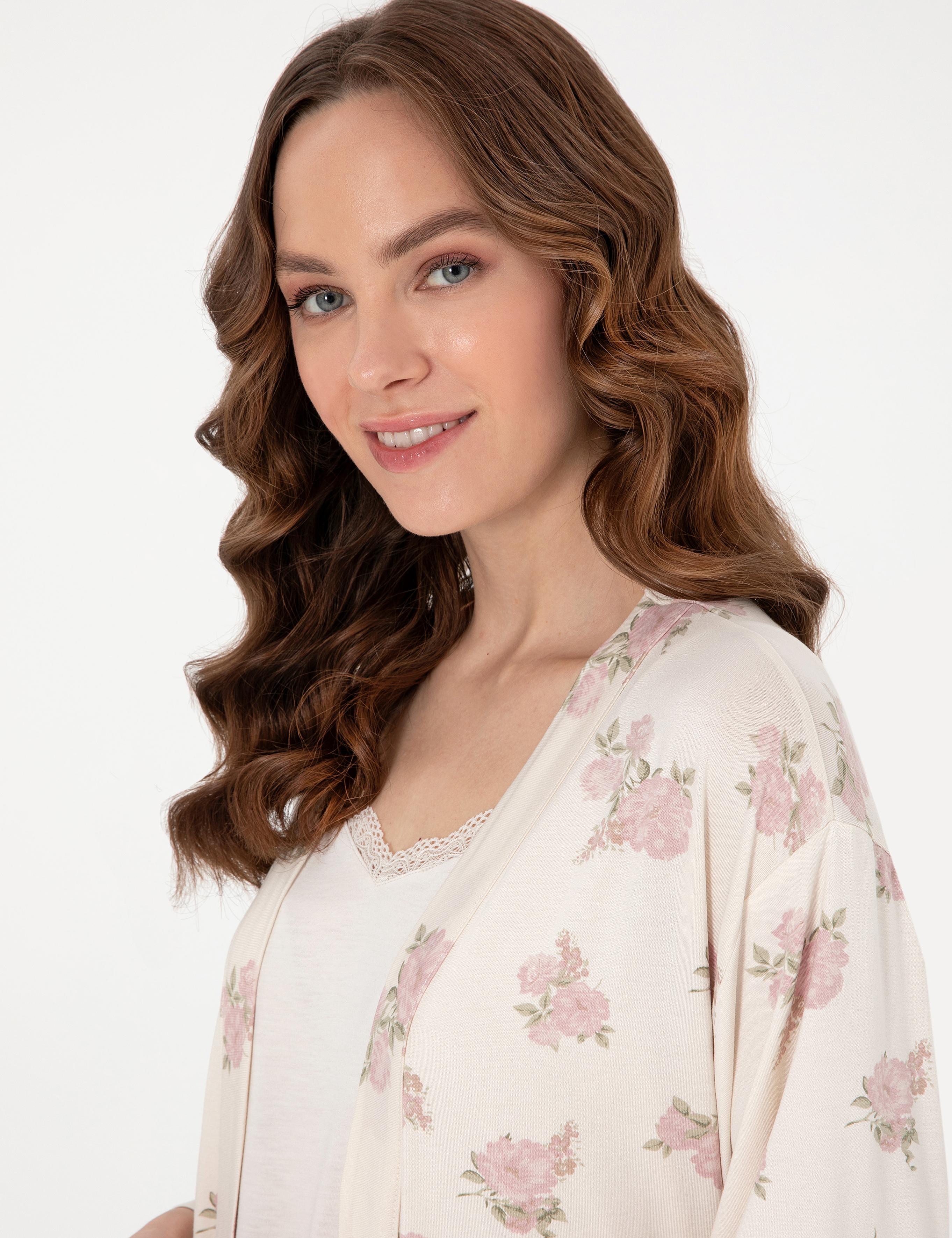 Krem 3'lü Pijama Takımı