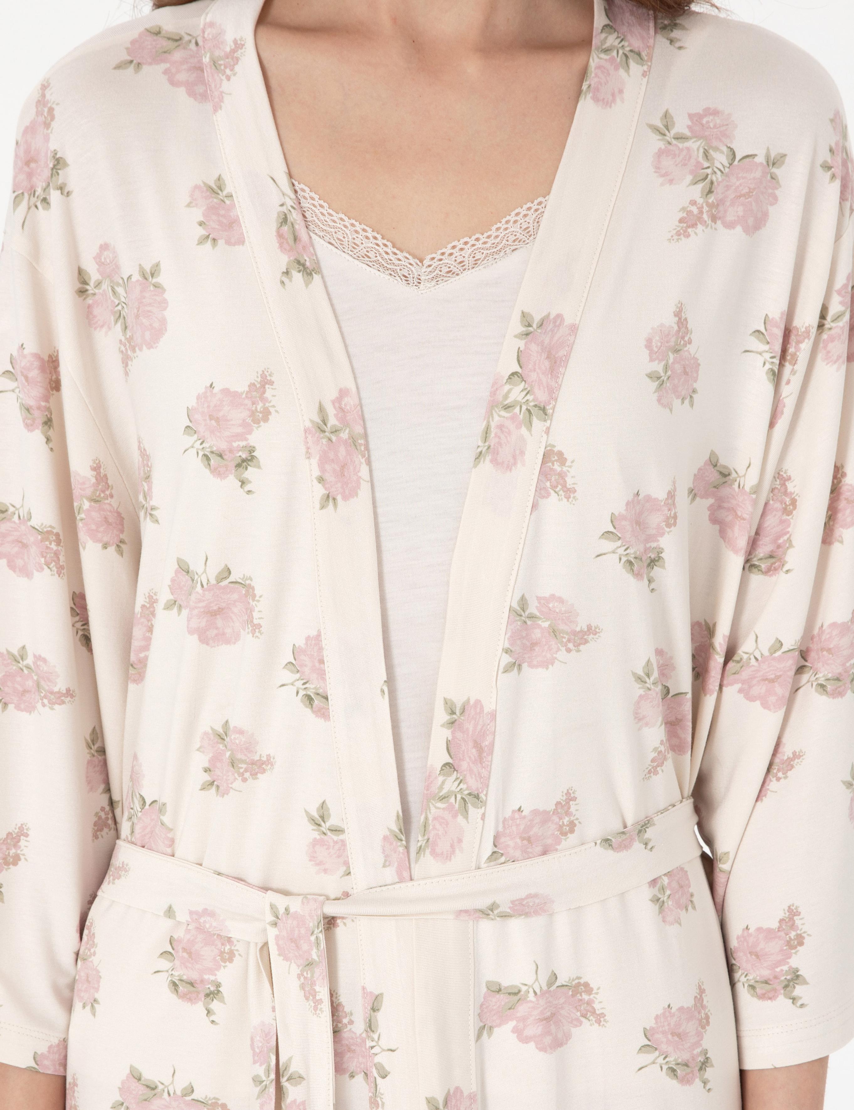 Krem 3'lü Pijama Takımı