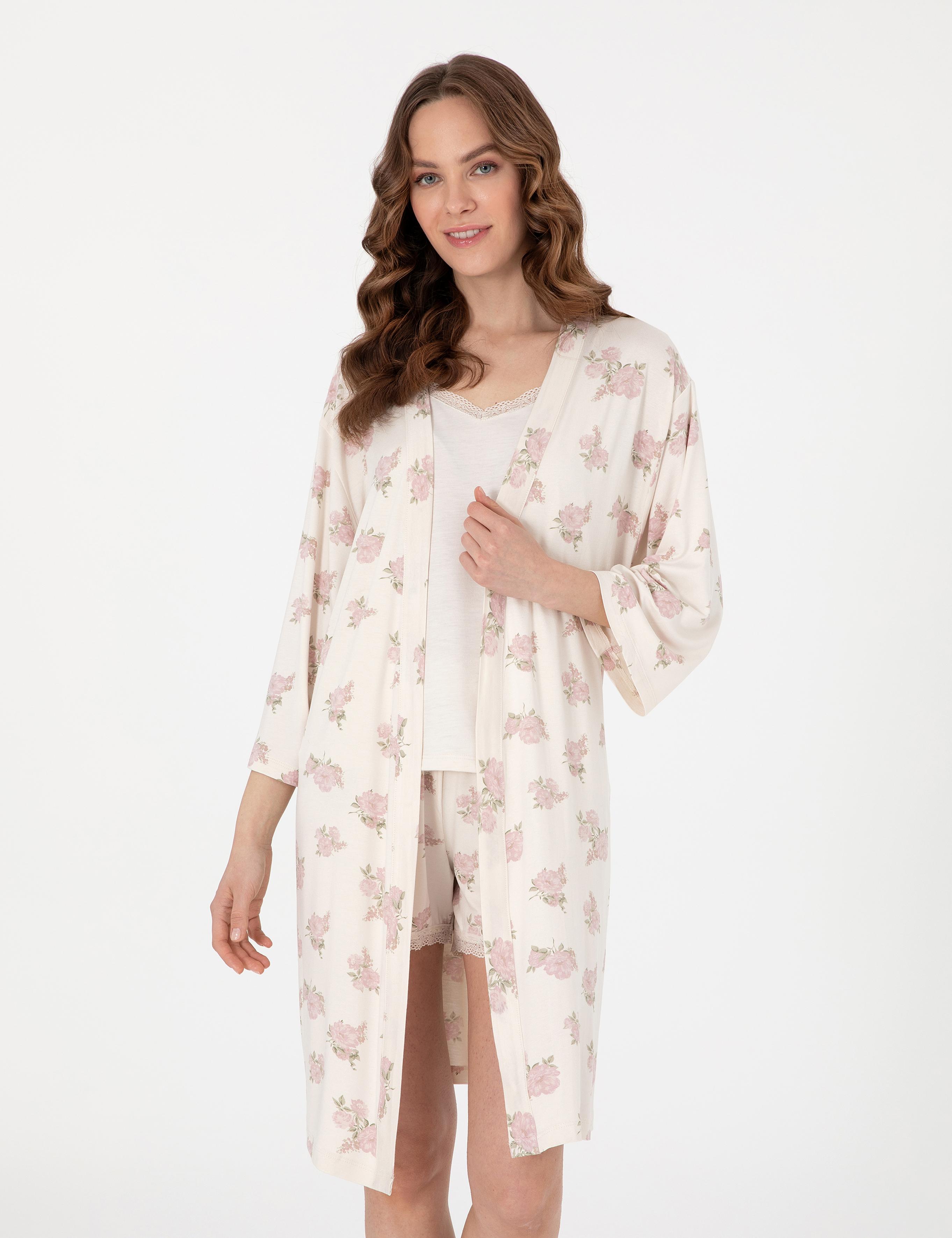 Krem 3'lü Pijama Takımı