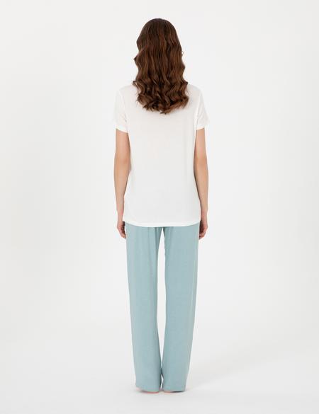 Beyaz Kısakollu Pijama Takımı - 50318994001