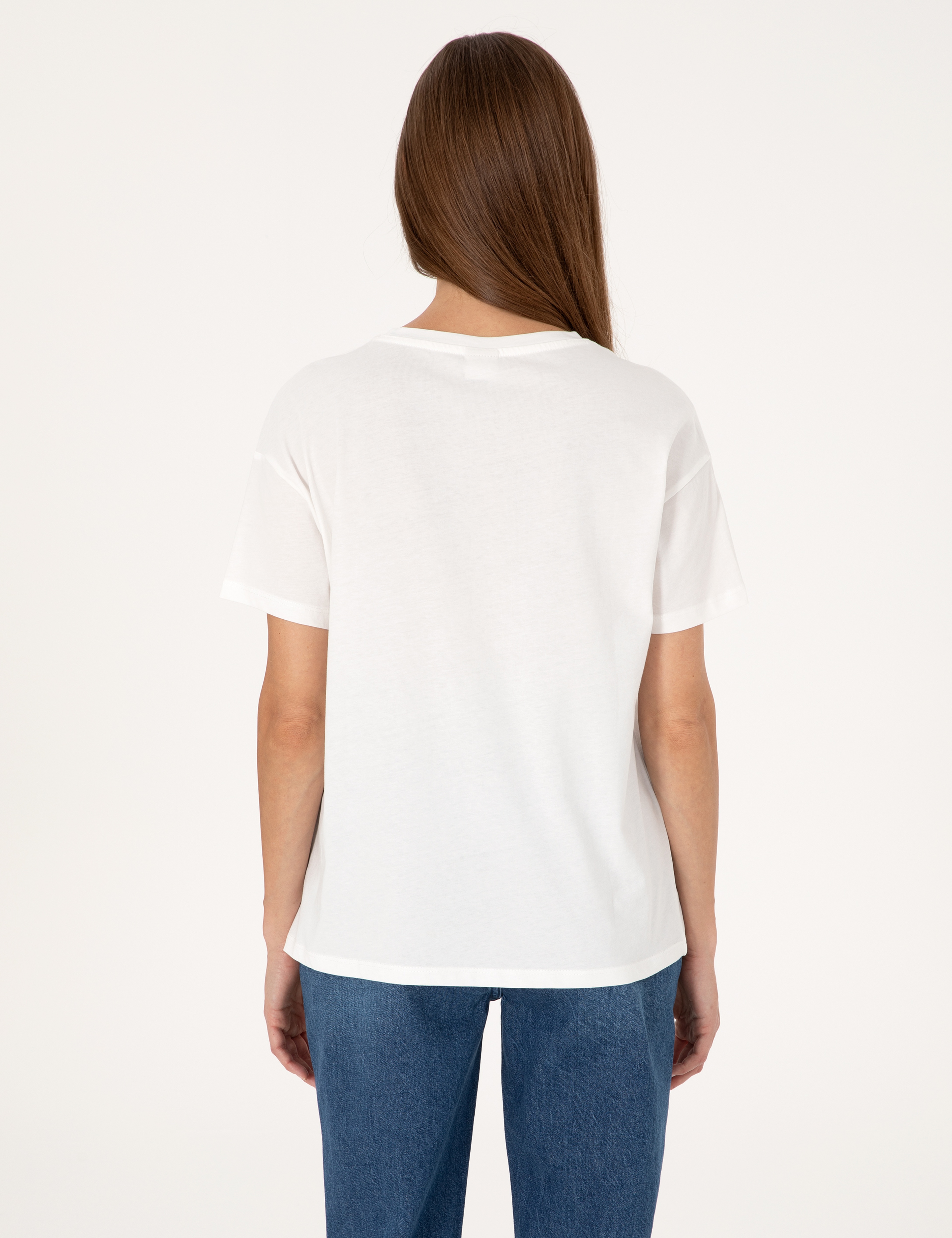 Beyaz Regular Fit Tişört - Image 5