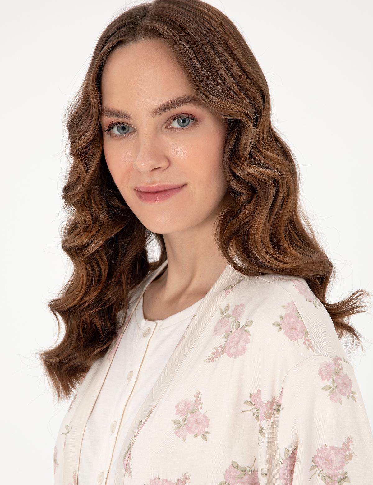 Krem 3'lü Lohusa Pijama Takımı - 50319059004