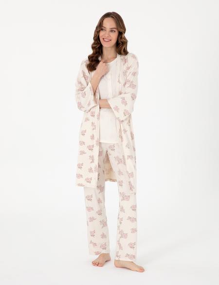 Krem 3'lü Lohusa Pijama Takımı - 50319059004