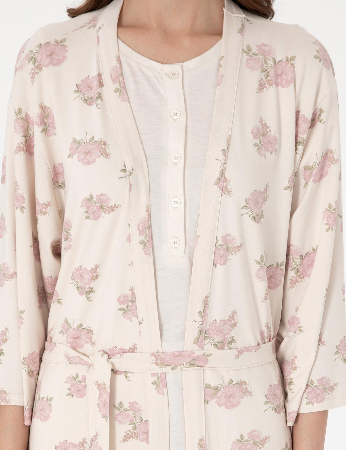 Krem 3'lü Lohusa Pijama Takımı - 50319059004