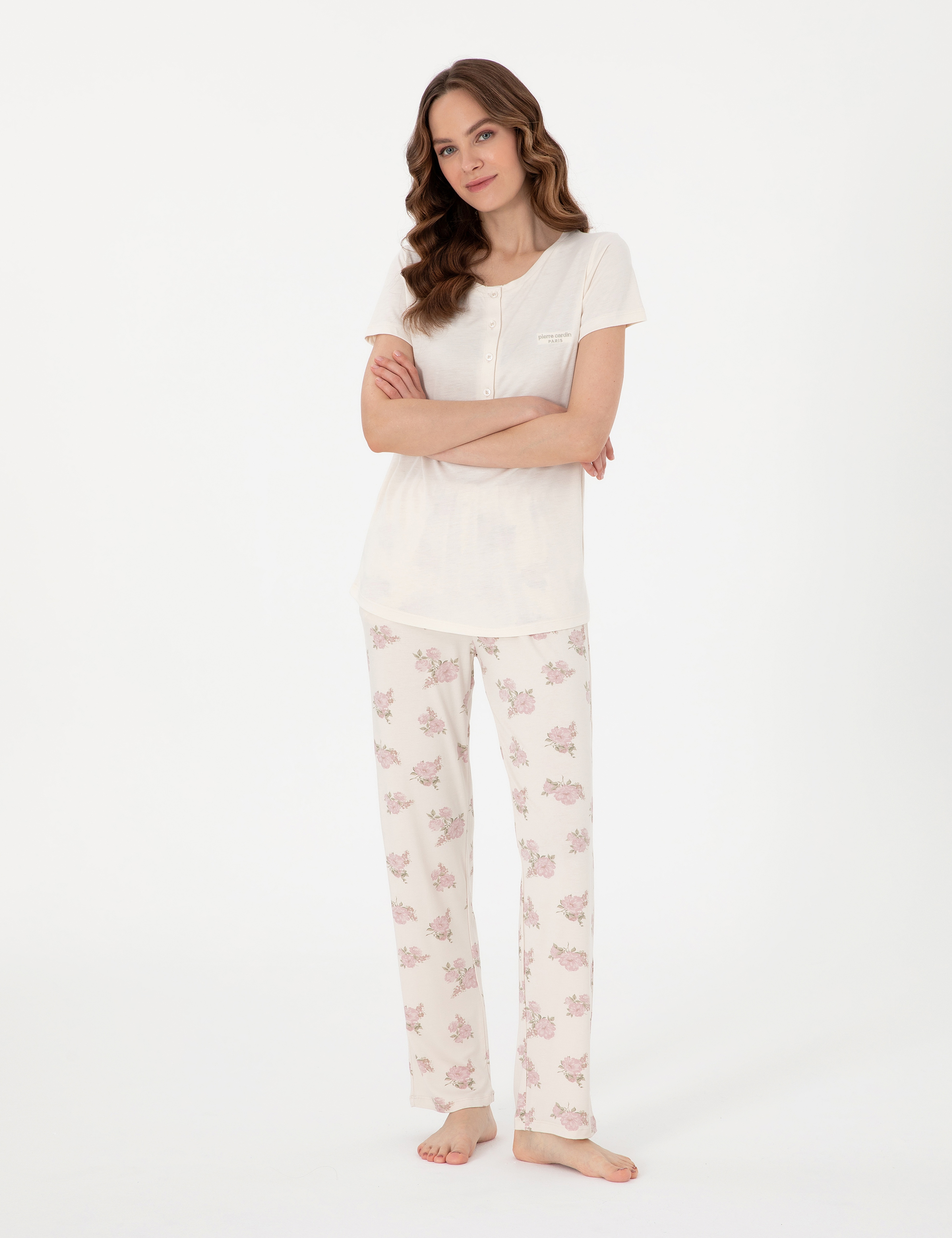 Krem 3'lü Lohusa Pijama Takımı