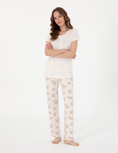 Krem 3'lü Lohusa Pijama Takımı - 50319059004