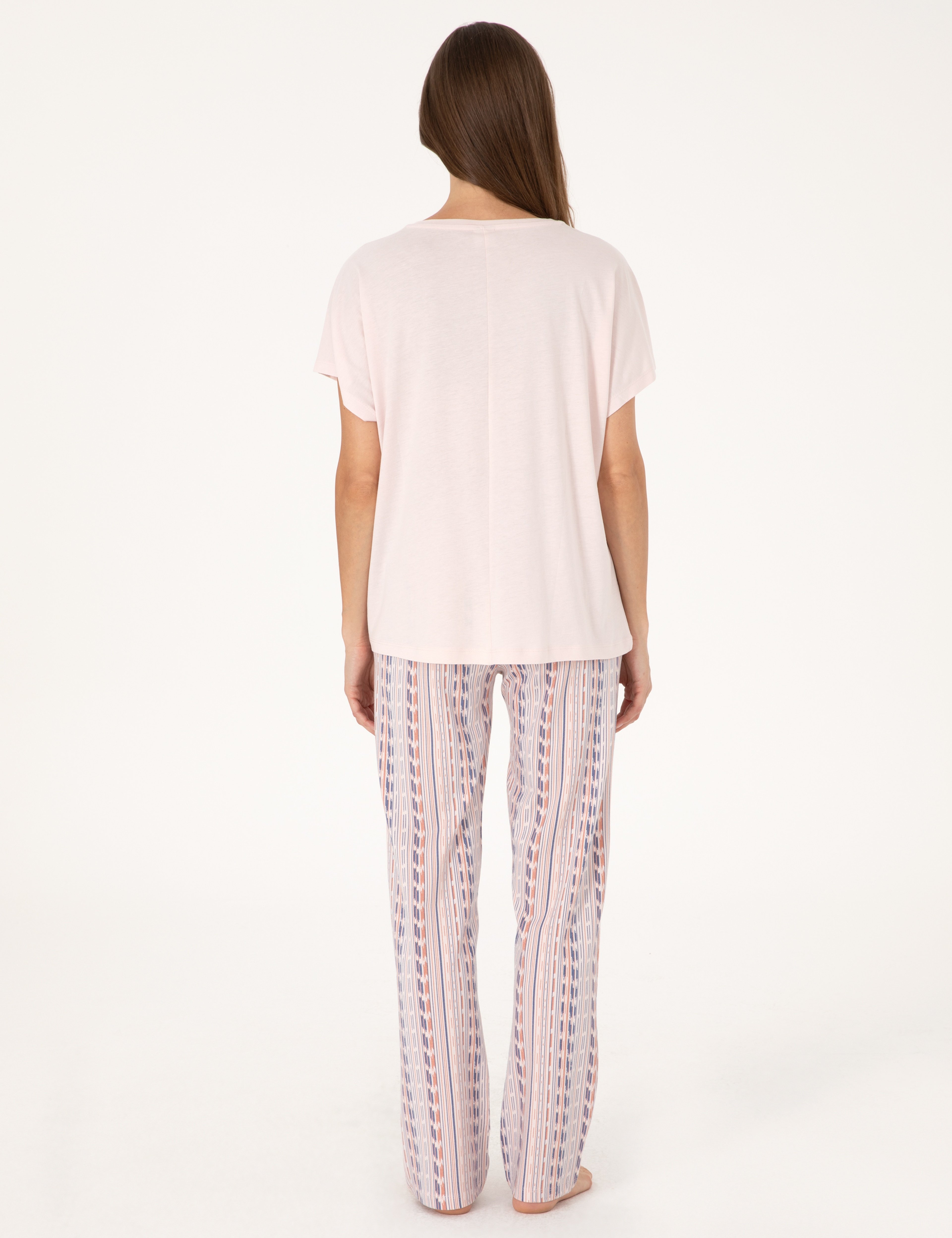 Pudra Kısakollu Pijama Takımı