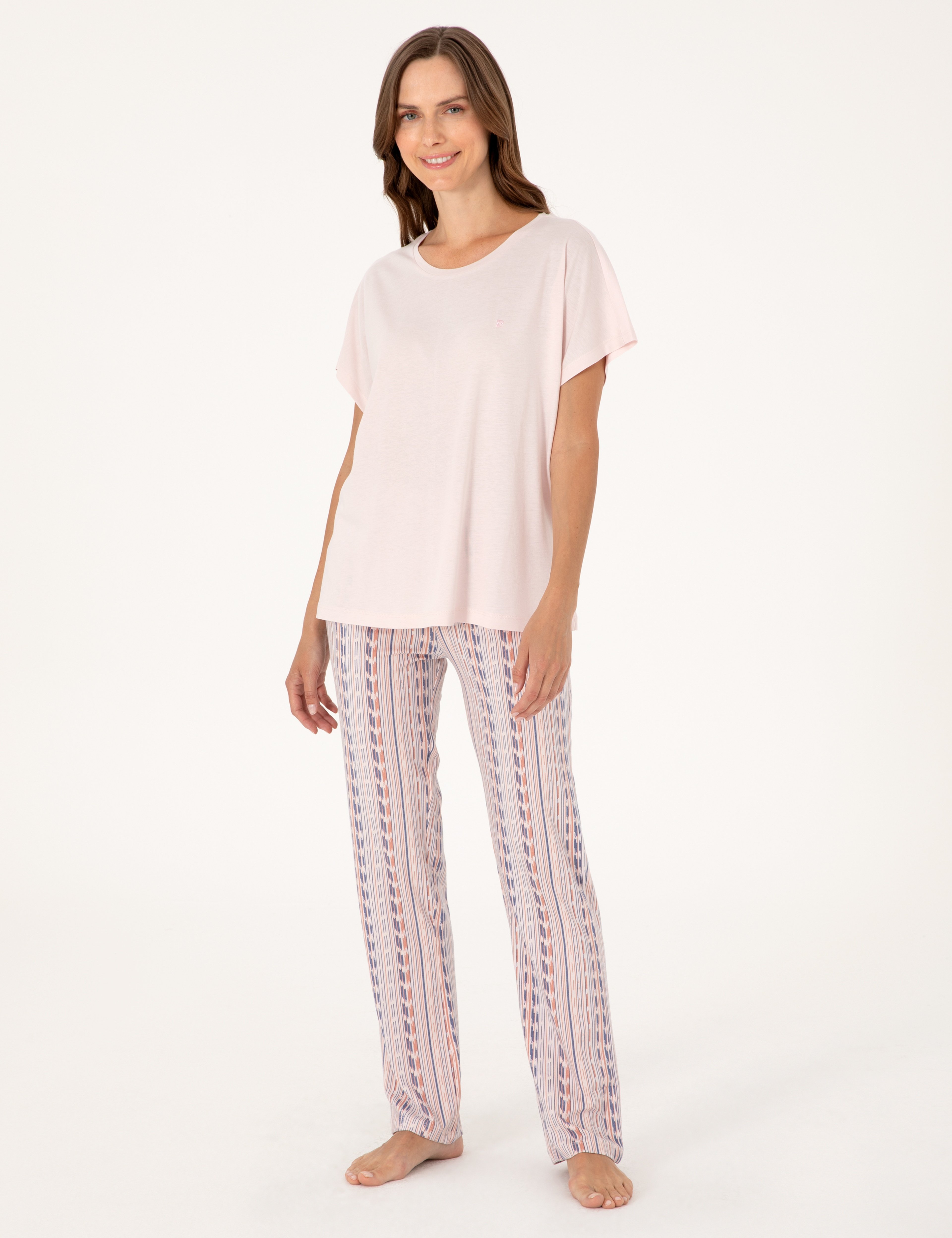 Pudra Kısakollu Pijama Takımı - Image 1
