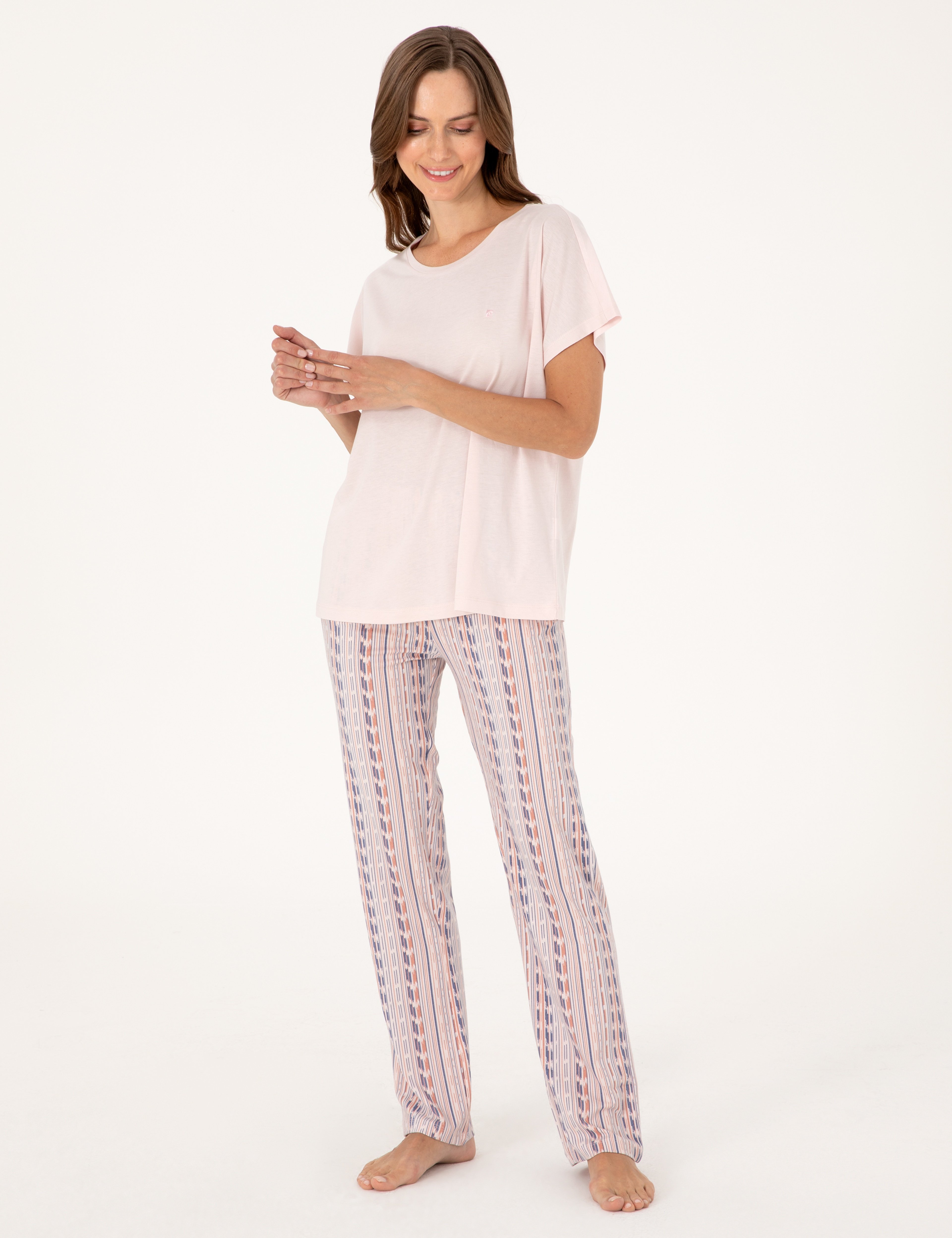 Pudra Kısakollu Pijama Takımı - Image 4