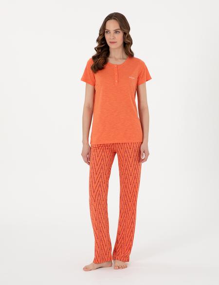 Turuncu Kısakollu Pijama Takımı - 50318996001