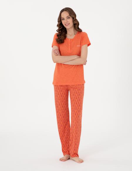 Turuncu Kısakollu Pijama Takımı - 50318996001
