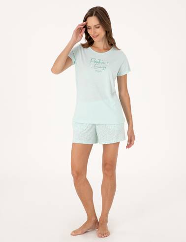 Mint Kısakollu Şort Pijama Takımı
