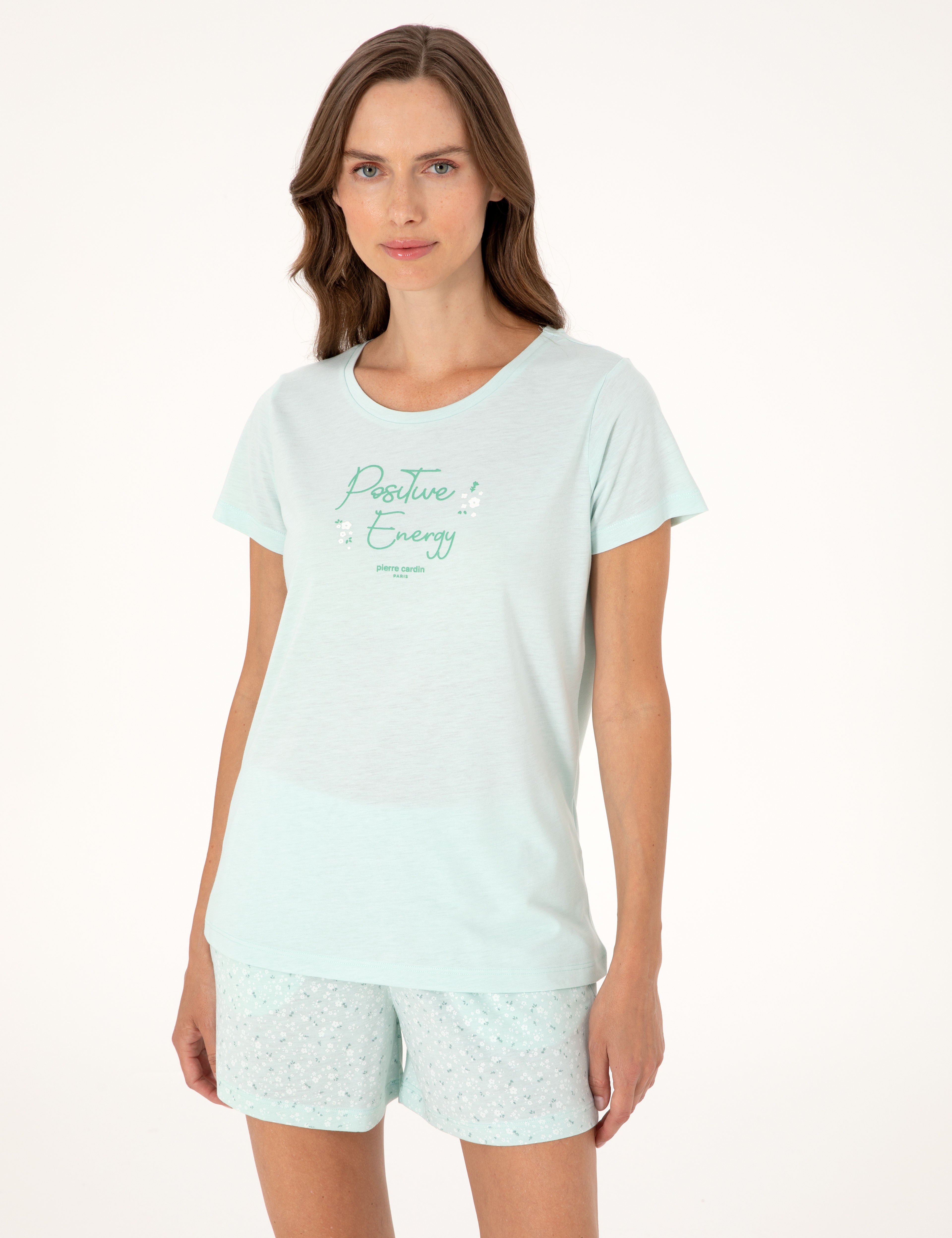 Mint Kısakollu Şort Pijama Takımı - Image 3