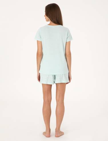 Mint Kısakollu Şort Pijama Takımı