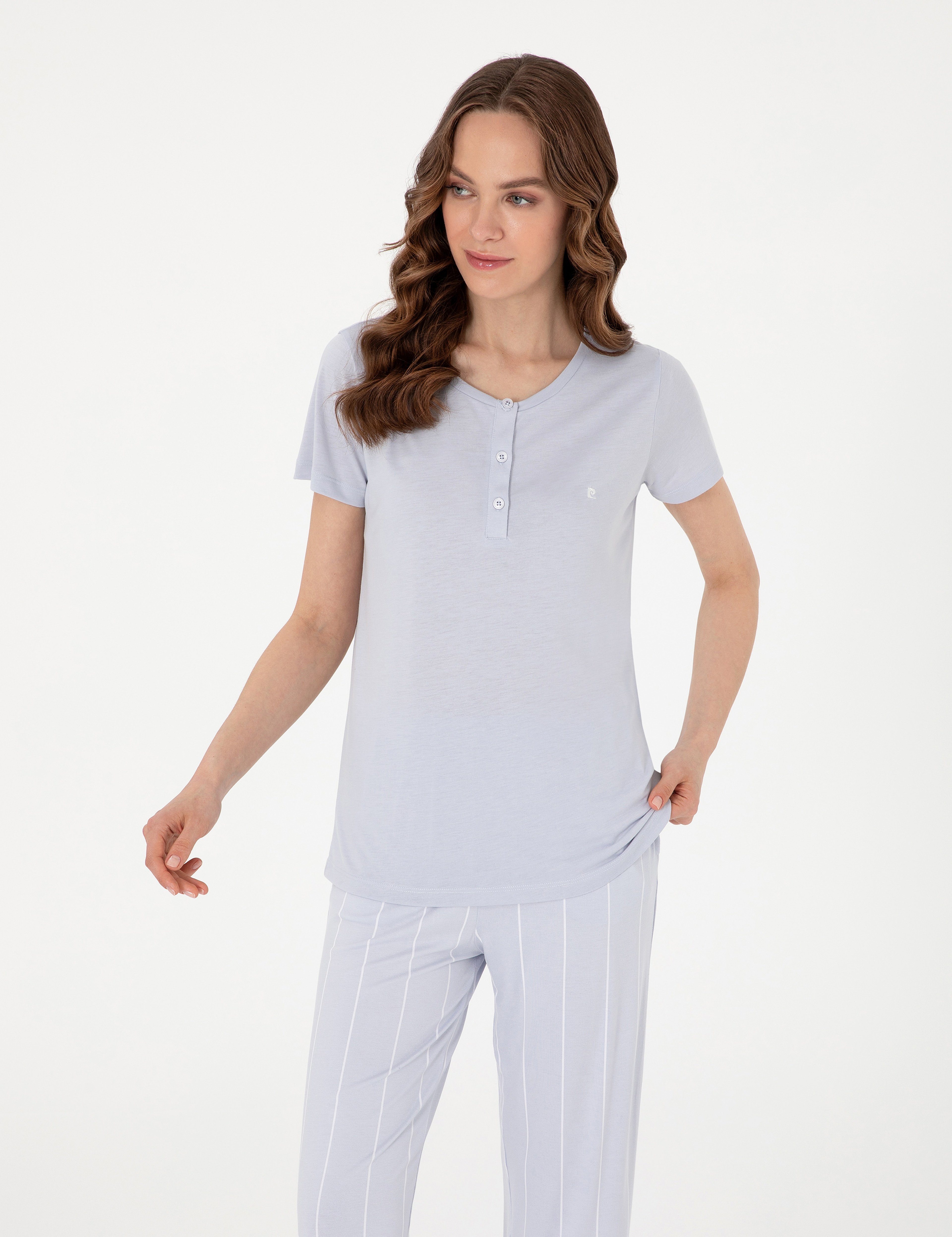 Mavi Kısakollu Kapri Pijama Takımı - Image 3