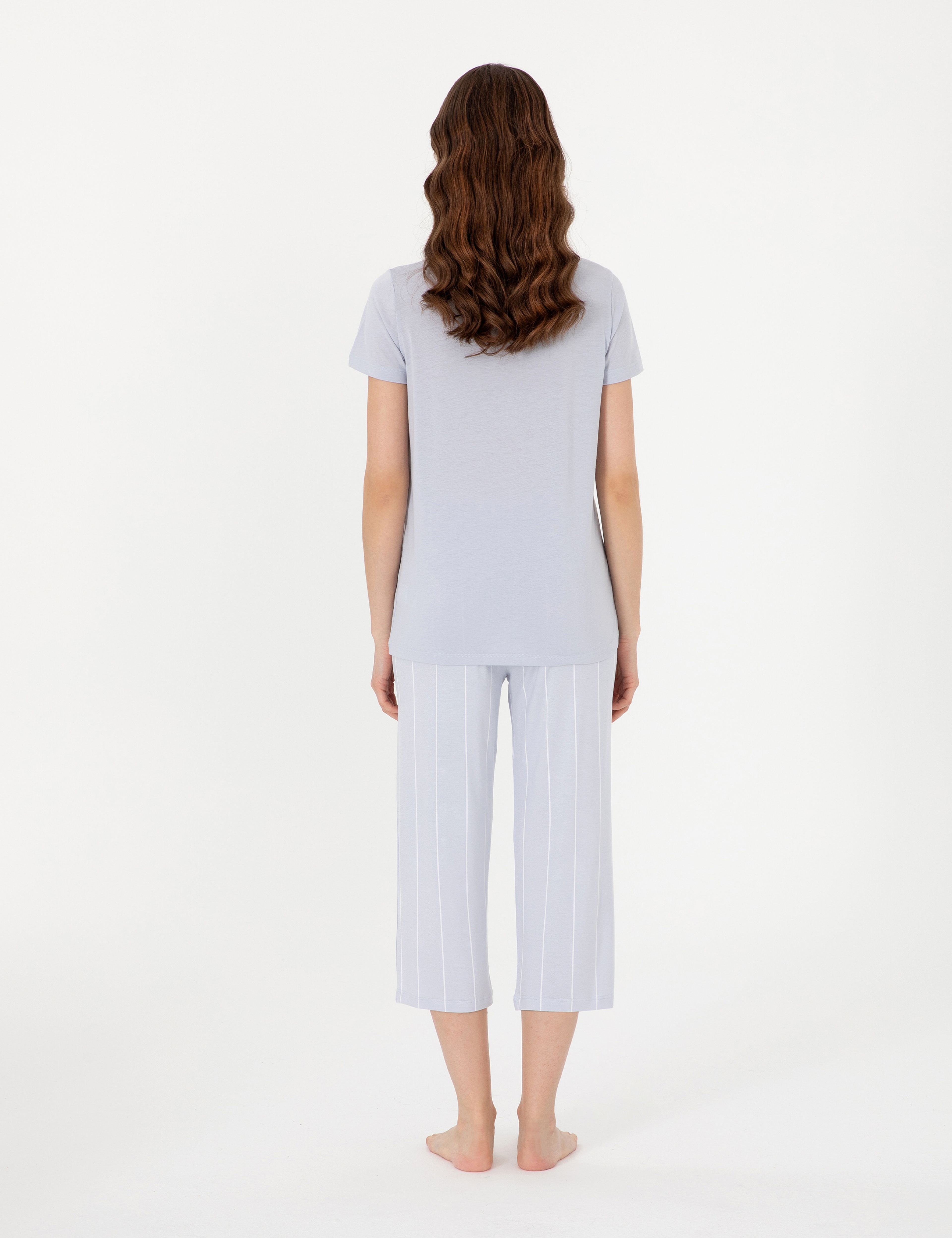 Mavi Kısakollu Kapri Pijama Takımı - Image 5